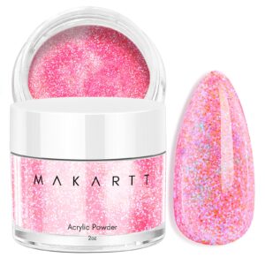 Makartt Acrylic Powder 2Oz Pink Glitter Acrylic Nail Powder DIY Nail Art For Beginner Acrylic Nail Supplies For Nail Extension Carving Fall Color Gift for Women Glitterati Glam