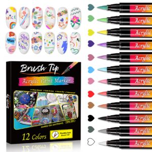 AOAZXBB 12 Colors Nail Art Pens Set Nail Polish Pens,Quick Drying Nail Art Painting Pens Acrylic Paint Nail Art Markers for Home & Salon DIY