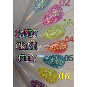 Mary GALARZA Nail System Candy Crush Jelly Acrylic Powder> 1 oz> Glitter Nail Polish> Colors 01> 02> 03> 04> 05> 06> 07. (All 7 Colors Collection> 10Z)