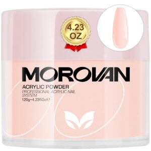 Morovan Nude Pink Acrylic Powder – 4 oz Professional Acrylic Nail Powder Polymer Natural Nude Pink Colors Acrylic Nail Powder for Nail Extension Carving DIY Beginners Salon