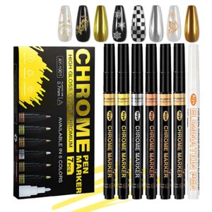 MKNZOME 6 Color Nail Art Pens>Nail Polish Pens Set Nail Chrome Eraser Pen Drawing Painting Point Liner Pens With Eraser Pen>Waterproof and Quick-drying Nail for DIY Nails Art Design