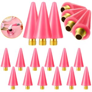 Reme 12 Pieces Wax Replacement Head Tips Nail Rhinestones Picker with Case for Nail Dotting Pen to Pick Up Gem Jewelry, Replacement Wax Head Accessories(Pink)