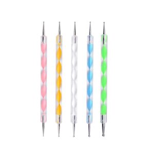 Nail Art Dotting Tools, 130mm 5 Colour Nail Art Ball Stylus Nail Dotting Pen Marbleizing Tool Set for Embossing Pattern Clay Sculpting or Nail Art(5pcs/Set)