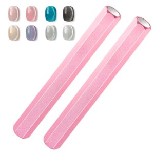 JIYIN 2PCS Cat Eye Magnet for Nails>Hexagonal Design Magnet Stick>Double-Head Nail Magnet Pens Cat Eye Magnet Tool for DIY Home Nail Manicure Design Salon Pink(2PCS)
