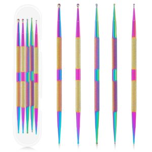 5Pcs Dotting Tools Nail Art Dotting Pen, 5 Sizes Nail Dotting Tool Set, Stainless Steel Nail Dotting Pen for Manicure Embossing Tracing, Professional Nail Salon Tools
