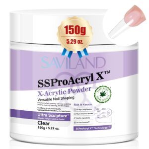 SAVILAND 5.29oz Ultra-Smooth Clear Acrylic Powder: Keratin Acrylic Nail Powder Long-Lasting Ultra Sculpture Professional Powder for Nail Extension & Carving Nail Artist DIY