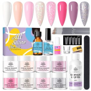 BORN PRETTY Acrylic Powder Kit>Acrylic Starter Kit with Liquid Monomer Set Nail Extension Powder Set> 1.05oz with Nail Tips Nail Primer