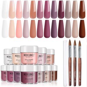 Modelones Acrylic Powder Set with Acrylic Nail Brush Size 8 & Size 10 & Size 12