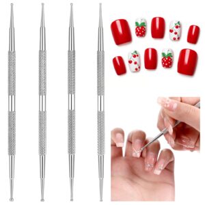 4Pcs Nail Dotting Tool, 8 Different Sizes Nail Art Tools Professional Ball Double-Ended, Rhinestone Picker Pen, Dot Diamond Pattern Stainless Steel Gem Jewel Pickup Clay Tools Applicator