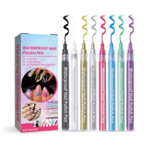 Hearnfox 8pc Nail Art Pen Set>3D Nail Art Graffiti Pens>Waterproof>Quick-Drying