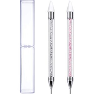Viliysun 2 PCS Rhinestone Picker Dotting Pen, Nail Art Pen, Dual-ended Rhinestone Gems Crystals Studs Picker Wax Pen for Nail Art DIY Decoration