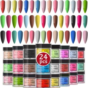 NAUXIU Acrylic Nail Powder Set> Colored Acrylic Powder for Nails DIY Art Design 3D Manicure Extension Gifts for Women and Girls (Black)