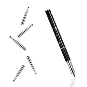 Nail Art Calligraphy Pen Set with 5 Replacement Heads>Diamond Crystal Dotting Pen for Nail Art>DIY Nail Art Designs Drawing Brush Pen Nail Art Beauty Tool