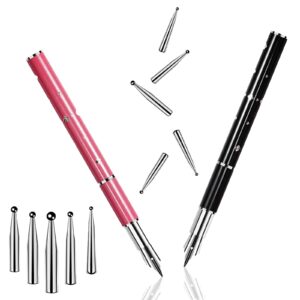 Nail Art Calligraphy Pen Set with 5 Replacement Heads>Diamond Crystal Dotting Pen for Nail Art>DIY Nail Art Designs Drawing Brush Pen Nail Art Beauty Tool