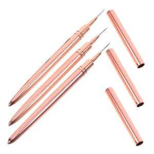 NOLITOY 3pcs Nail Art Brush Set Gold Liner Brush Fine Tip Nail Art Pen Essential Nail Art Supplies for Salon Home