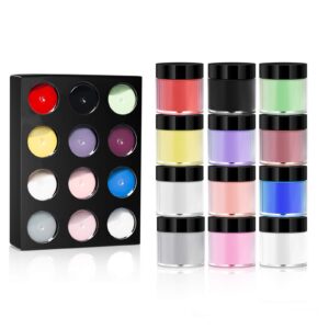 Nail Powder Vcedas 12 Colors Acrylic Powder Set for Nail UV Gel Powder Dust Design Decoration 3D Manicure