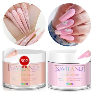 Saviland Acrylic Powder Set – 1oz Nudes & Light Pink Acrylic Powder for Nails Extension & 3D Nail Art> Professional Polymer Colored Acrylic Nail Powder for Manicure Nail Art> No Need Nail Lamp