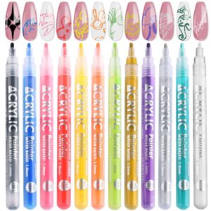 U-Shinein 12 Colors Nail Art Pens>3D Painted Drawing Nail Graffiti Pen>Liner Nail Point Quick Dry & Waterproof Nail Art DIY Painting Pen>Doting Flower Letter Abstract Lines Details Pen Nail Art Kit