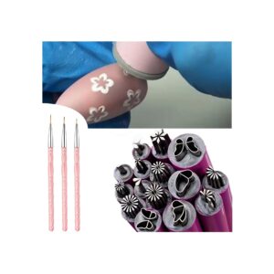 Nail Art Stamp Pen Set>Nail Art Flower Stamp Pen with 3 Nail Art Liner Brushes>Nail Art Stamp Pens DIY Nail Art Tools with Different Patterns>Nail Graffiti Nail Art Design for Women(15pcs)