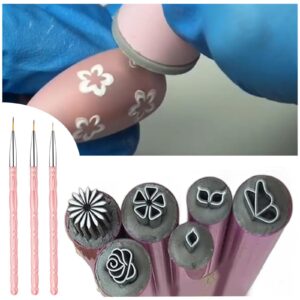 Nail Art Stamp Pen Set>Nail Art Flower Stamp Pen with 3 Nail Art Liner Brushes>Nail Art Stamp Pens DIY Nail Art Tools with Different Patterns>Nail Graffiti Nail Art Design for Women(6pcs)