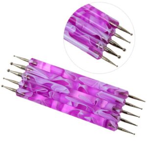 5X 2WAY DOTTING PEN MARBLEIZING TOOL NAIL ART PAINT PURPLE NEW SET