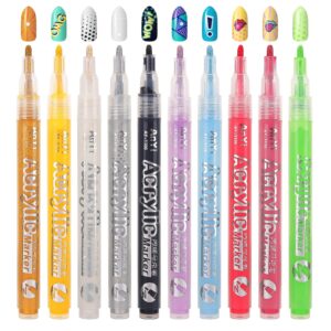 10 Colors Nail Art Pens Set>3D Nail Polish Pens>Graffiti Nail Dotting Tools Drawing Marker Pen Acrylic Paint Pens for Home & Salon DIY