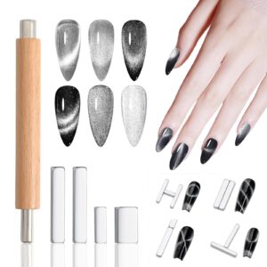 DANNEASY 5pcs Cat Eye Magnet for Nails>Super Long Double-head Nail Polish Magnet Pens Magnet Stick 3D Magnetic Wand Cat Eye Gel Polish Nail Art Tool for Home DIY & Salon Nails Accessories