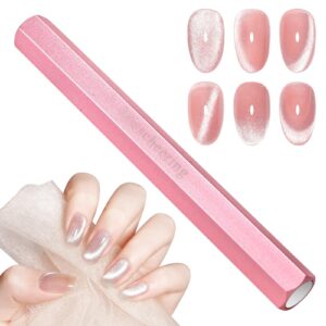 Ptwola Cat Eye Pen for Nails Super Long Double-Head Gel Nail Polish Pens 3D Cat Eye Gel Wand Hexagonal Large Powerful Nail Art Stick Tool for DIY Home Nail Manicure Design Salon Accessories