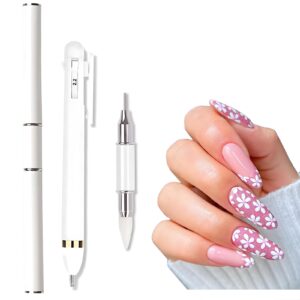 Gorvalin 2 PCS Nail Dotting Tools for Nail Art, Ballpoint Pen Design Nail Art Dotting Tools with Dual-Ended Rhinestone Picker Dotting Pen Kit for Manicure