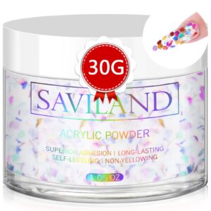 Saviland Glitter Purple Acrylic Powder – 30g Professional Colored Acrylic Nail Powder for Acrylic Application> Acrylic Polymer Powder for Nail Extension & Carving French Manicure> No Need Nail Lamp