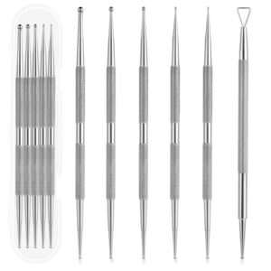 Nail Art Dotting Tools, 6 Pcs Professional Ball End Nail Art Tools Nail Art Brushes Nail Design Tools Stailess Steel Dotting Pen Tool Rhinestone Picker Tool Pottery Tools Polymer Clay Tools (Silver)