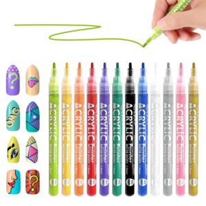 XINGXYUEL 12 Colors Nail Art Pens Set 3D Nail Polish Pens Quick Drying Acrylic Paint Nail Art Markers Drawing Painting Pen for DIY Nail Art Design
