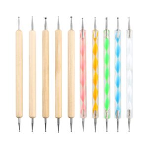 QWORK 10PCS Dotting Tools Set for Nail Art, Embossing Pattern
