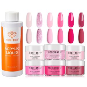 modelones Monomer 4 oz & 6 Colors Acrylic Powder Pink Nude