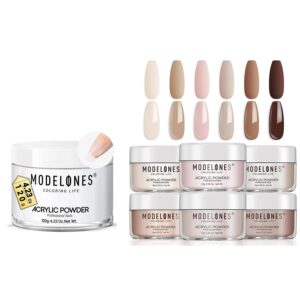 Modelones Clear Acrylic Powder with 6 Colors Acrylic Nail Powder Set