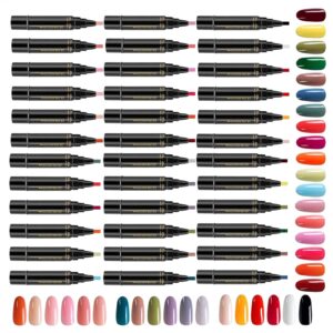 Polishey Nail Polish Pens>6×Nail Polish Pens for Nail Arts No UV>Nail Polish Marker>Gel Nail Polish 3 i.n 1 Step Nail Gel>Durable and Shatterproof Nail Arts Pen for Home Professional and Manicure