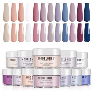 Modelones 12 Pcs Acrylic Powder Set Muse Goddess Collection Acrylic Nail Powder White Pink Purple Blue Grey Professional Nail Extension> Carving Kit Gifts for Women