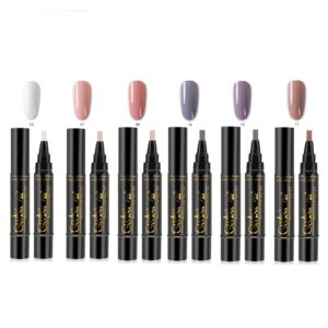 Gel Nail Polish Pen 6pcs One Step Nail Gel Pen 3 in 1 Soak Off UV LED Lamp Available Nail Art Tools