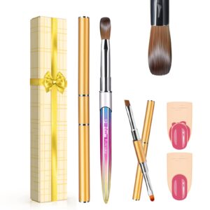 Acrylic Nail Brush Sets – Real Kolinsky Acrylic Brush & Double-Ended Nail Clean Up Brush – Acrylic Nail Brushes for Acrylic Application – Suit for Nail Art Designs Home DIY (Size 12> Gradient)