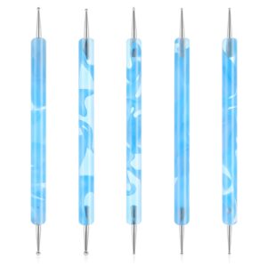 MOZEAT LENS 5 Pcs Nail Dotting Pen Tool Set Nail Art Tip Dot Paint Manicure kit Dual-Ended Nail Art Tracing Stylus Polish Paint Manicure Dot Nail Art Tool Set, Blue
