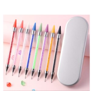 Rhinestone Picker Dotting Pen, Nail Dotting Tool Double Head Wax Pen, Rhinestone Pickup Tool for DIY Nail Art(8 colors)