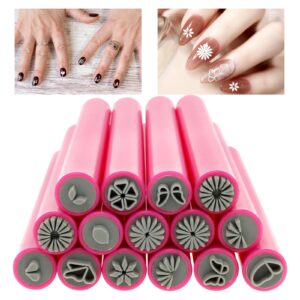 Nail Art Stamp Pen Set>Flower Nail Stamper Pens>DIY Nail Art Pen & Dotting Tool>Assorted Patterns Nail Stamping Plate for Women Girl Manicurist Manicure Enthusiast (pink-15pcs)