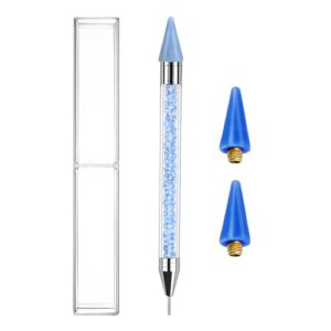 Erinde Rhinestone Picker Tool Diamond Gems Painting Pen Acrylic Crystal Beads Handle Rhinestones Applicator Dual-Ended Manicure Nail Art DIY Decoration Tool with 2 Extra Wax Tips (Blue)