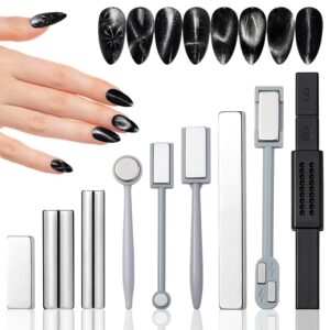 WOKOTO 9Pcs Nail Magnets For Nail Art Tools Cat Eye Magnet For Nails Gradient Ombre Cat Eye Designs Cateye Magnet Nail Polish Magnets Pens Multiple Nail Art Magnet Sticks Wands Nail Design Magnets