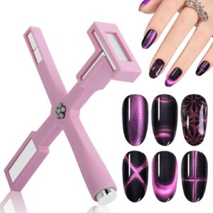 Vnjaoi Nail Magnet Set>Upgraded 5 in 1 Multi-Function Nail Magnet Pens with Silicone Protective Case>Magnetic Nail Polish Magnet Wand for Nails Cat Eye Nail Design Tools Nail Art Accessories