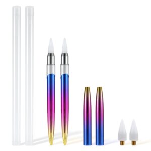2pcs Dotting Wax Pen, Bling Rhinestone Picker Tool with Replaceable Wax Head Rhinestone Dotting Pen Wax Rhinestone Pen Applicator for DIY Nail Design (White)