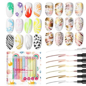 SAVILAND 18 Colors Nail Art Pens Set – Quick Drying 3D Polish Pens with Fine Tip Nail Dotting Tools Acrylic Paint Pens for Nail Art Design – Perfect for Graffiti>Dotting>and Painting Manicure DIY