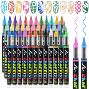 EBANKU 36 Colors Nail Art Pens Set>Quick Drying Nail Polish Pens 3D Soft-Tip Acrylic Paint Nail Pens for Nail Art>Nail Point Dotting Liner Pen Sets for Home & Salon Nail DIY Art Design Tools