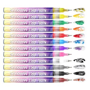 HEYXI Nail Art Drawing Pen 12 Colors Nail Art Pens Set Waterproof Nail Polishing Pen Quick Dry Nail Art Graffiti Painting Pen