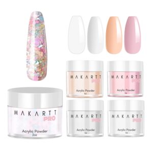 Makartt Pre Mixed Glitter Acrylic Powder Bundle with Makartt 4 Colors Acrylic Powder Kit